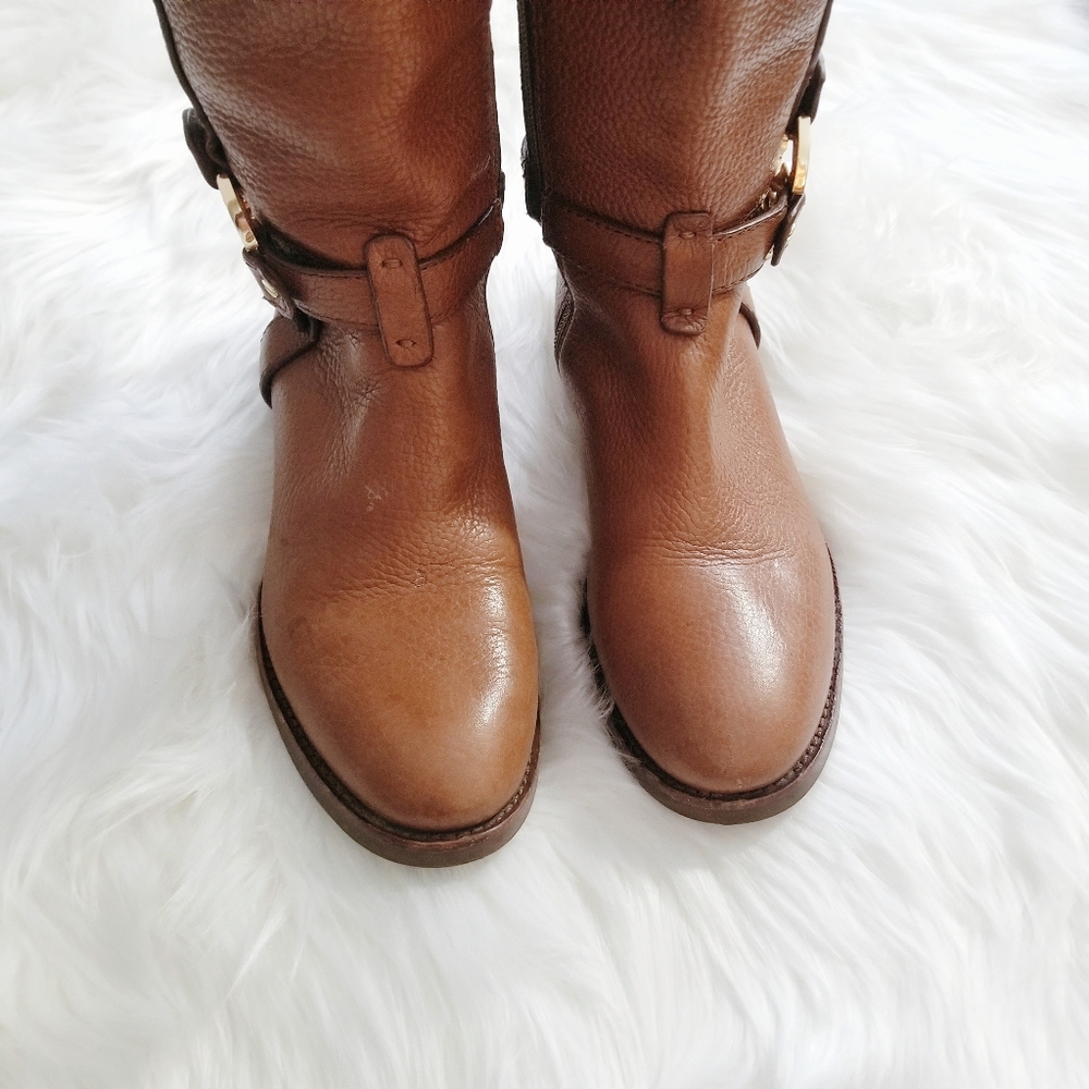 TORY BURCH Brown Amanda Leather Tall Riding Boots - Picture 5 of 9